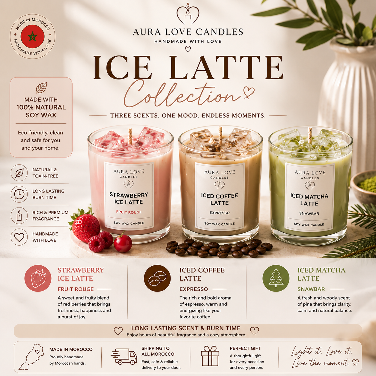 The Viral Iced Latte Candle Trio | Hand-Poured Soy Wax Collection